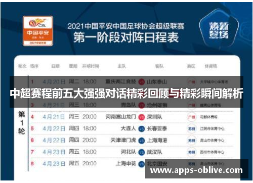 中超赛程前五大强强对话精彩回顾与精彩瞬间解析