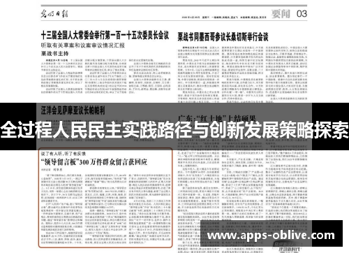 全过程人民民主实践路径与创新发展策略探索